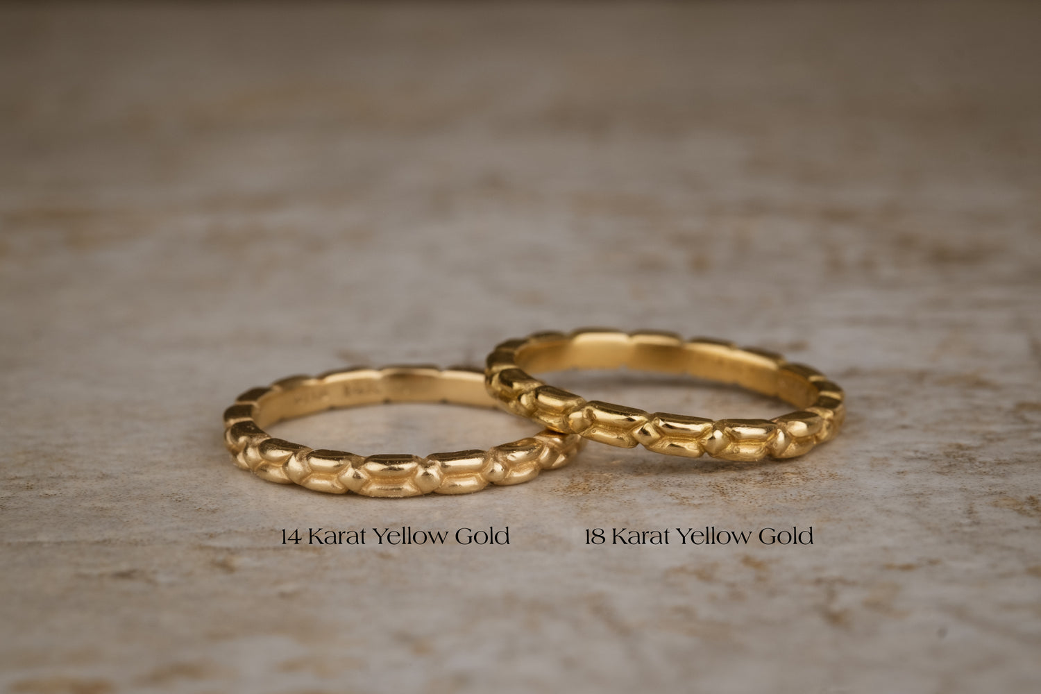 14 Karat Yellow and 18 Karat Yellow gold comparison 