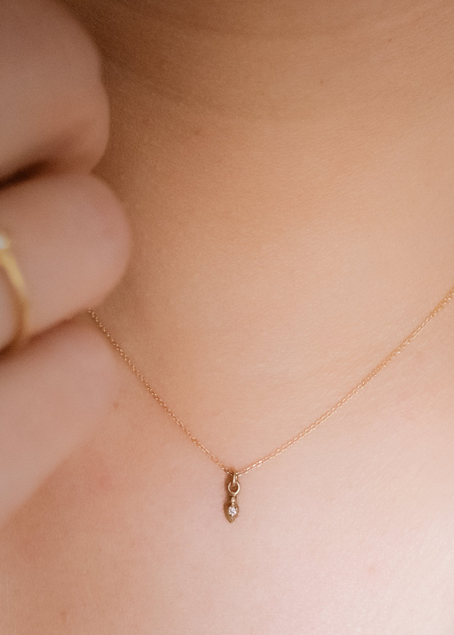 In the City of Lights, the chords of Maxence Cyrin’s piano drift up the alleyway, wrapping around wrought iron balconies and echoing off cobblestone. As timeless as the city itself, the Cyrin necklace drops delicately, revealing a gleaming diamond that sparkles like a reflection off the Seine.
