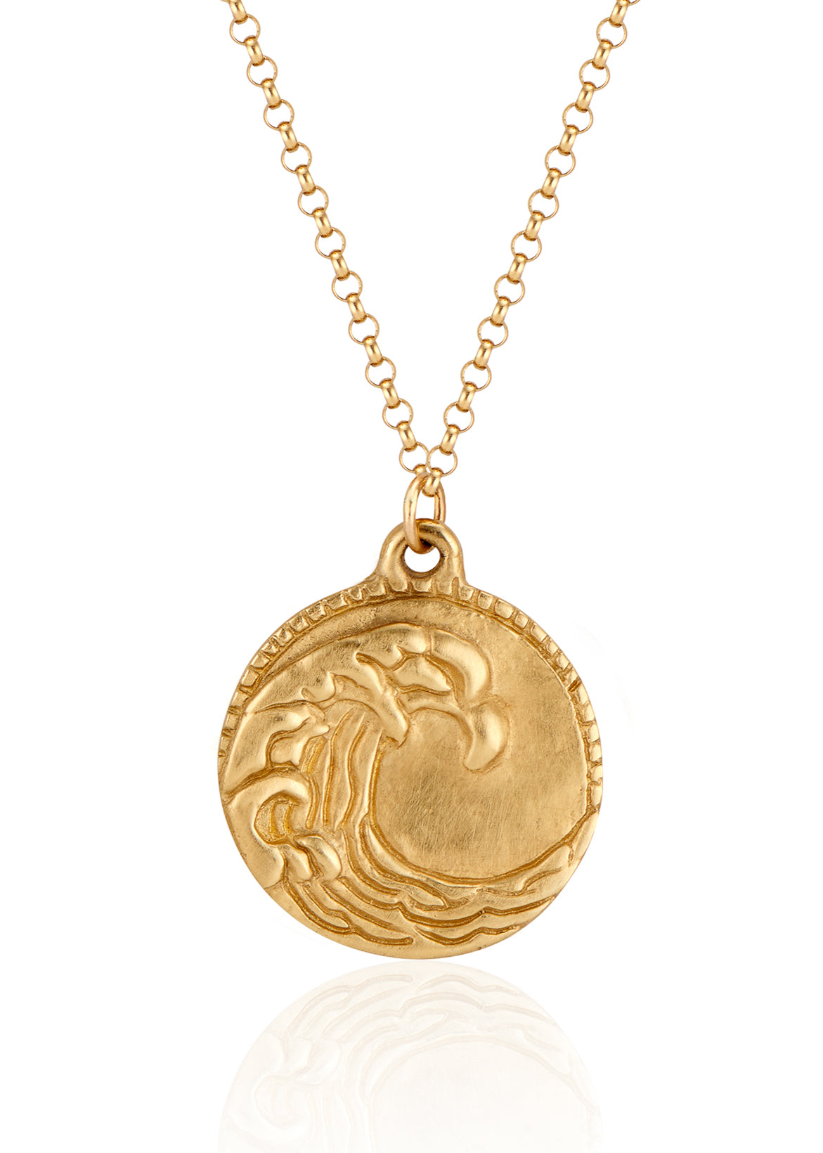 The eleventh sign of the Zodiac, air sign Aquarius is a deep thinker who wants to change the world. A hand-carved wave graces this pendant for a necklace that captures the power of the celestial sky.