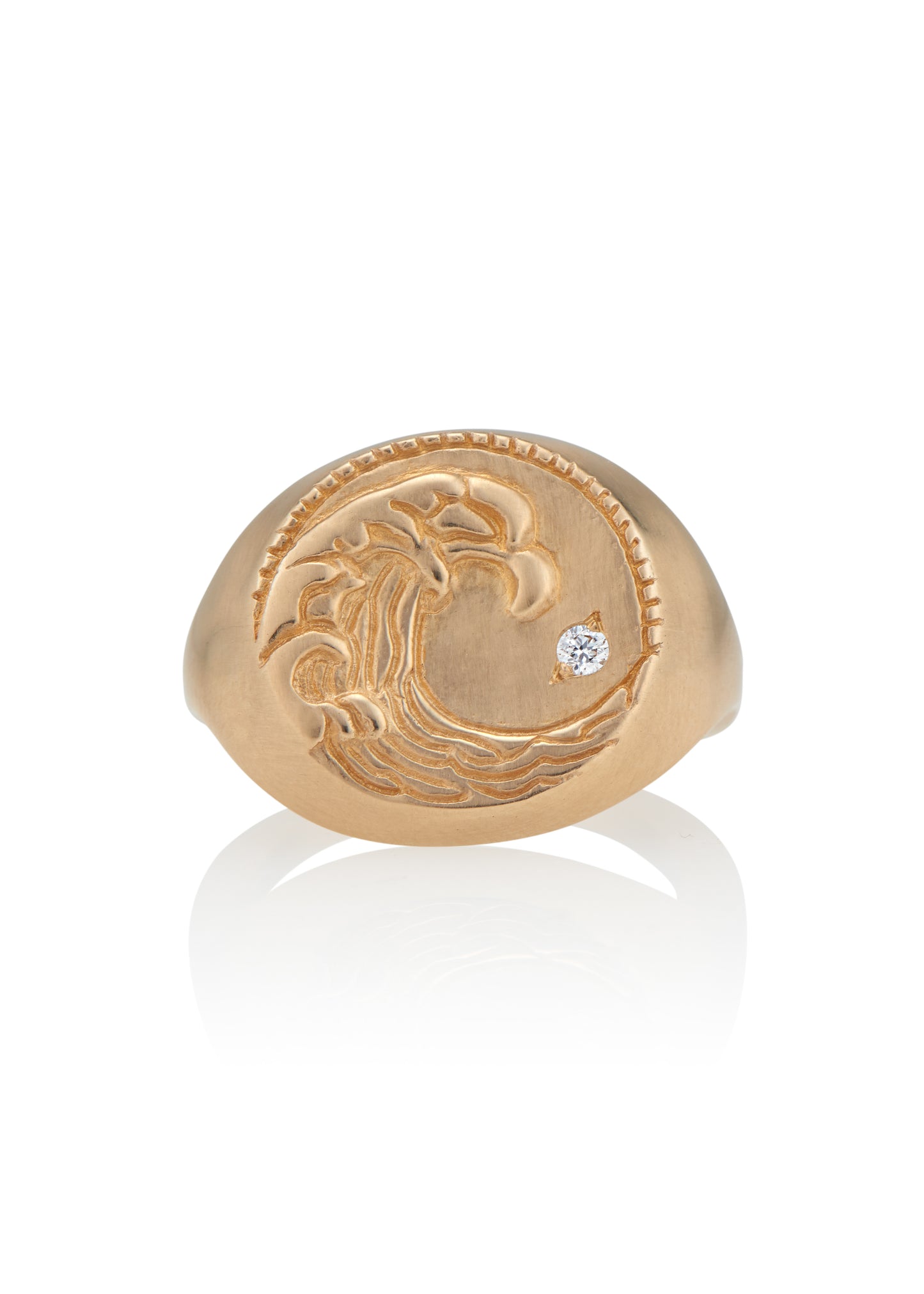 The eleventh sign of the Zodiac, air sign Aquarius is a deep thinker who wants to change the world. A hand-carved wave graces this pendant for a necklace that captures the power of the celestial sky.