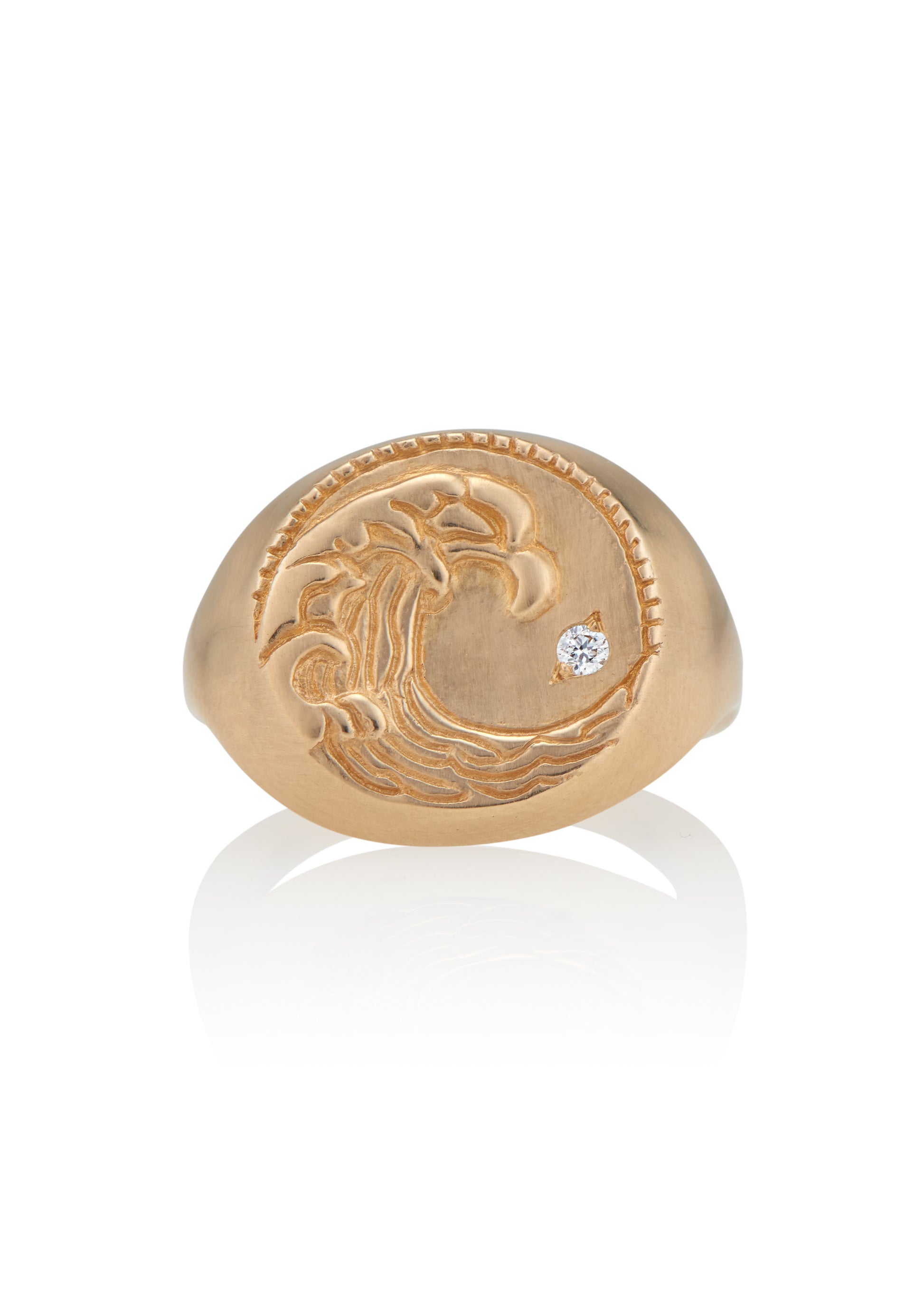 The eleventh sign of the Zodiac, air sign Aquarius is a deep thinker who wants to change the world. A hand-carved wave graces this pendant for a necklace that captures the power of the celestial sky.