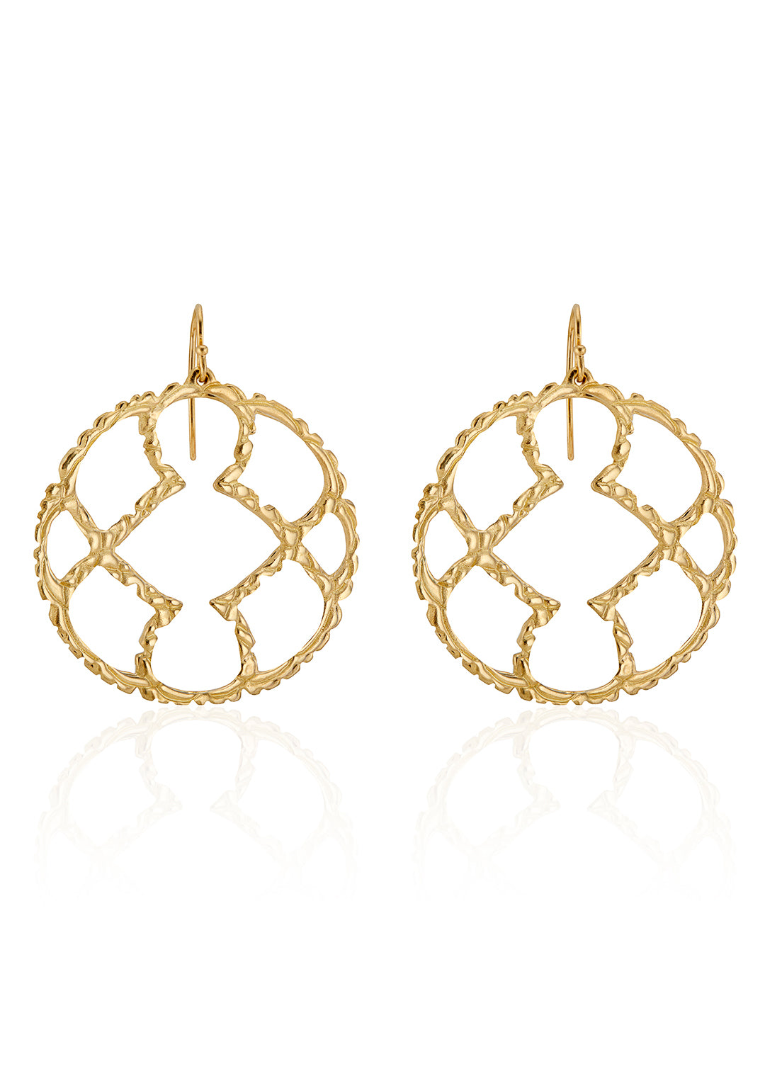 Inspired by the hand-sewn lace of an antique wedding gown grown papery with age, the Florence earring captures the ornate handiwork and craftsmanship of a bygone era. Textured gold filaments create an open-work pattern that evokes timeless elegance.