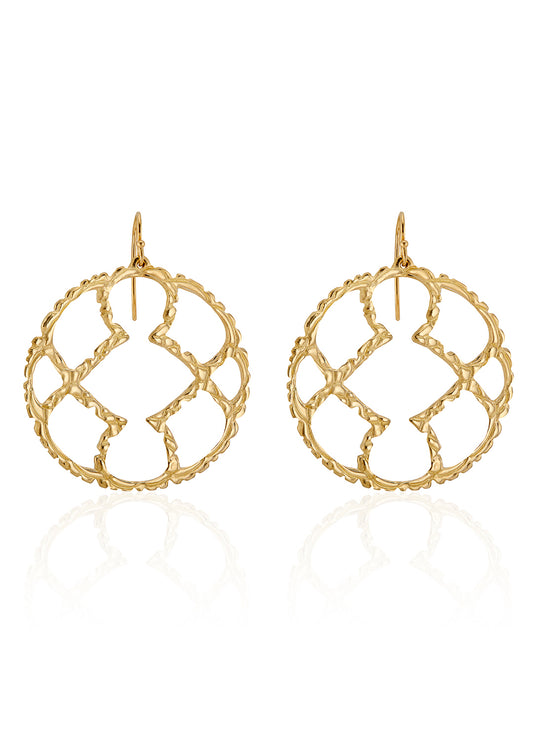 Inspired by the hand-sewn lace of an antique wedding gown grown papery with age, the Florence earring captures the ornate handiwork and craftsmanship of a bygone era. Textured gold filaments create an open-work pattern that evokes timeless elegance.