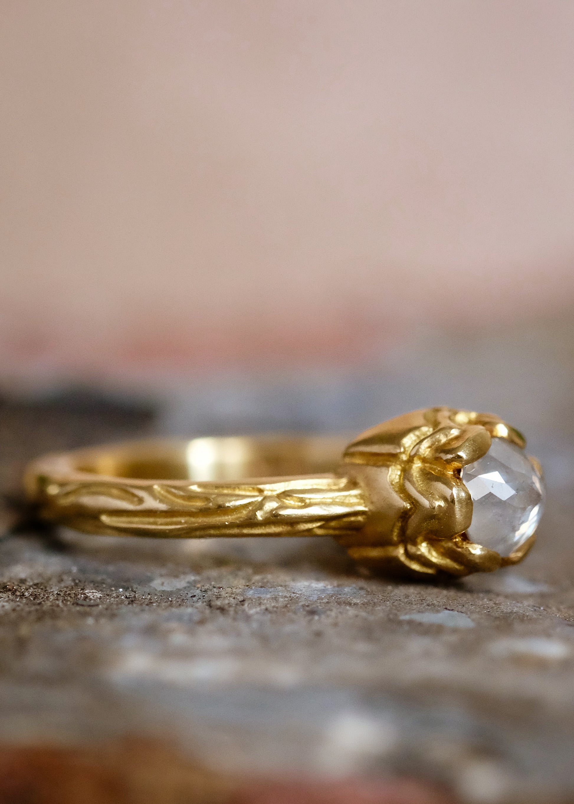 Inspired by windswept castles that emerge from the mist, the Turret ring rises high on the finger to reveal an exquisite rose cut diamond—a ring worthy of fairytales, created for the magic of real life.