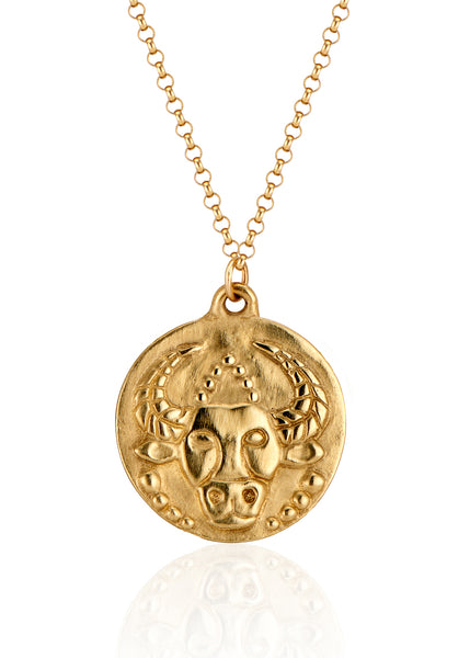Astrid & Miyu Taurus Zodiac Pendant Necklace in Gold | King's Cross